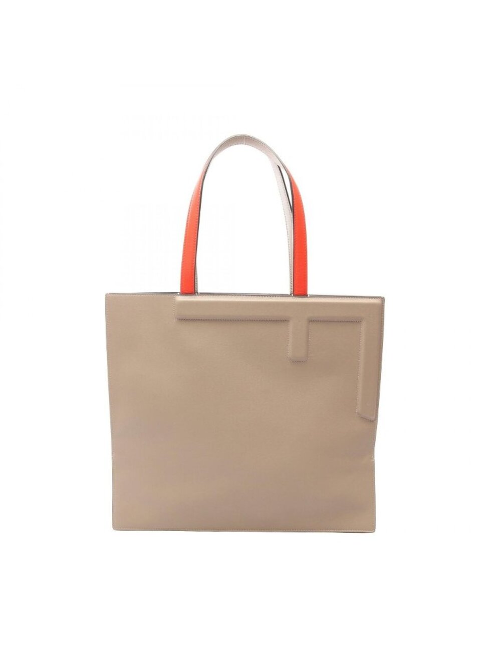 Fendi Tote Bag Flip Greige Red Leather